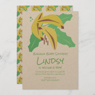 Invitation Banane rétro Baby shower violet Kraft