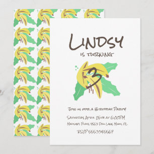 Invitation Banane Rétro Jaune Trois Ans