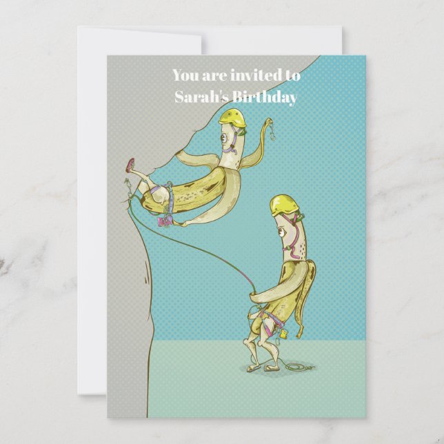 Invitation Bananes rock escalade drôle fruits (Devant)