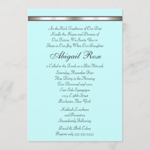 Invitation Bande argentée de couleur pour Bat Mitzvah