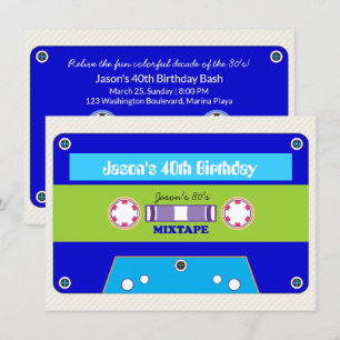 Invitation Bande-cassette de fête d'anniversaire des années 8
