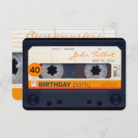 Bande-cassette rétro 40e anniversaire Fête Invitat
