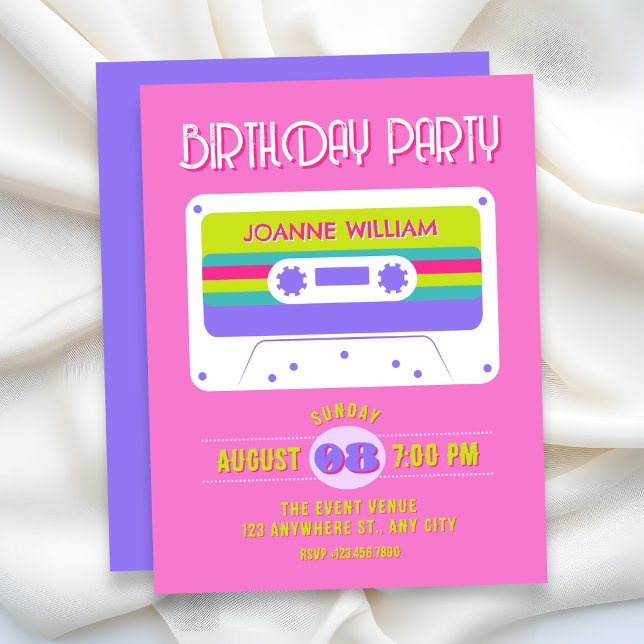 Invitation Bande cassette rétro colorée (Créateur téléchargé)