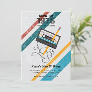 Invitation Bande cassette rétro drôle des années 70 50e anniv
