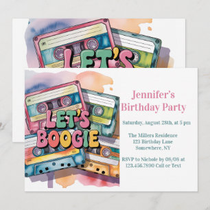 Invitation Bande Cassette Rétro Faisons la Boogie Fête d'Anni