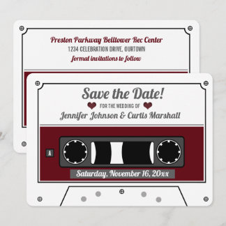 Invitation Bande Cassette Vin Rouge Mariage Épargnez la Date