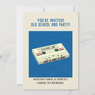 Invitation Bande de cassette rétro amusante avec un crayon