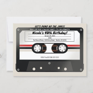 Invitation Bande de cassette rétro Beige Grey 90's Anniversai