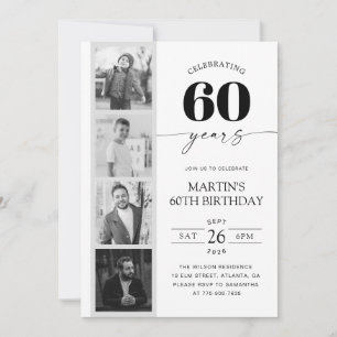 Invitation Bande de film Photo Minimaliste 60e Anniversaire