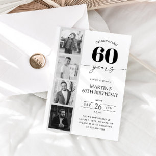 Invitation Bande de film Photo Minimaliste 60e Anniversaire
