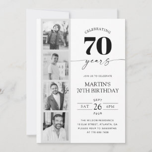 Invitation Bande de film Photo Minimaliste 70e Anniversaire