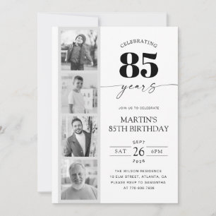 Invitation Bande de film Photo Minimaliste 85e Anniversaire