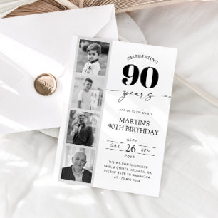 Invitation Bande de film Photo Minimaliste 90e Anniversaire