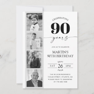 Invitation Bande de film Photo Minimaliste 90e Anniversaire