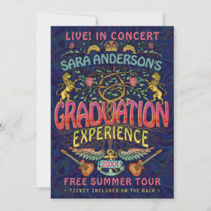 Invitation Bande de graduation Retro les années 70 Concert Th