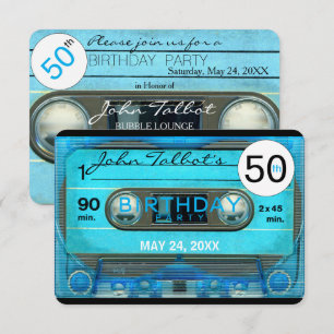 Invitation Bande de la cassette T4 rétro 50e anniversaire Fêt