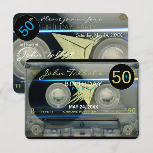 Invitation Bande de la cassette T5 Retro 50e anniversaire fêt
