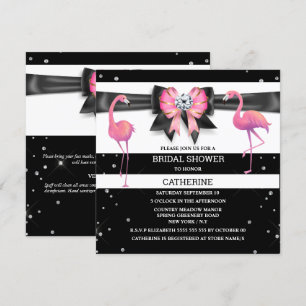 Invitation Bande de parties scintillant noire blanche rose ar