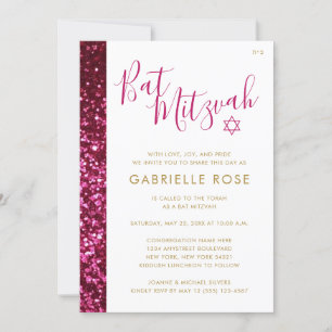 Invitation Bande de Parties scintillant rose bat mitzvah