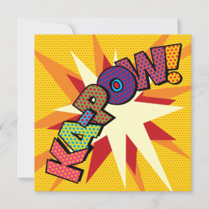 Invitation Bande dessinée KAPOW colorée et moderne amusante