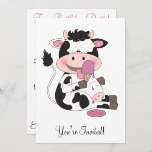 Invitation Bande dessinée mignonne de vache à bébé avec son