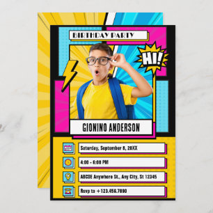 Invitation Bande dessinée moderne photo anniversaire