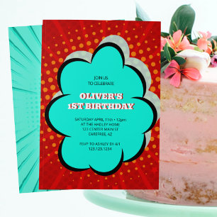 Invitation Bande dessinée pour enfants 1ère fête d'anniversai