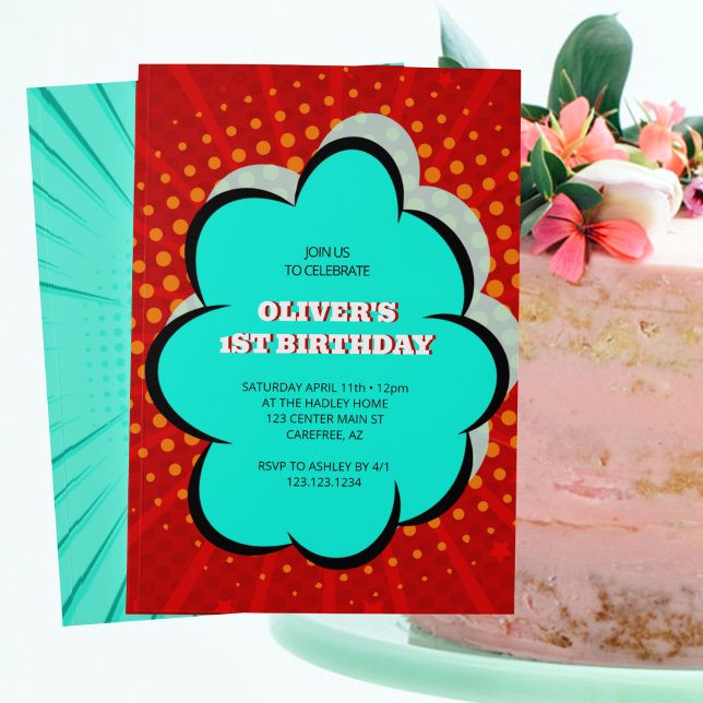 Invitation Bande dessinée pour enfants 1ère fête d'anniversai (Créateur téléchargé)