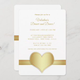 Invitation Bande d'or minimaliste Gold Heart Valentine's Day