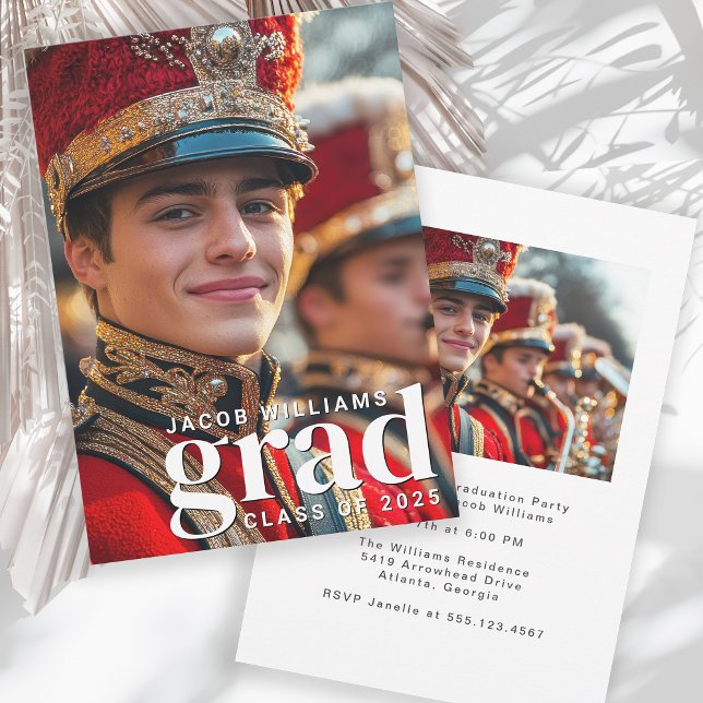 Invitation Bande du lycée moderne 2 Photo Graduation Party (Créateur téléchargé)