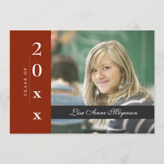 Invitation Bande latérale classique : Gris et rouge foncé