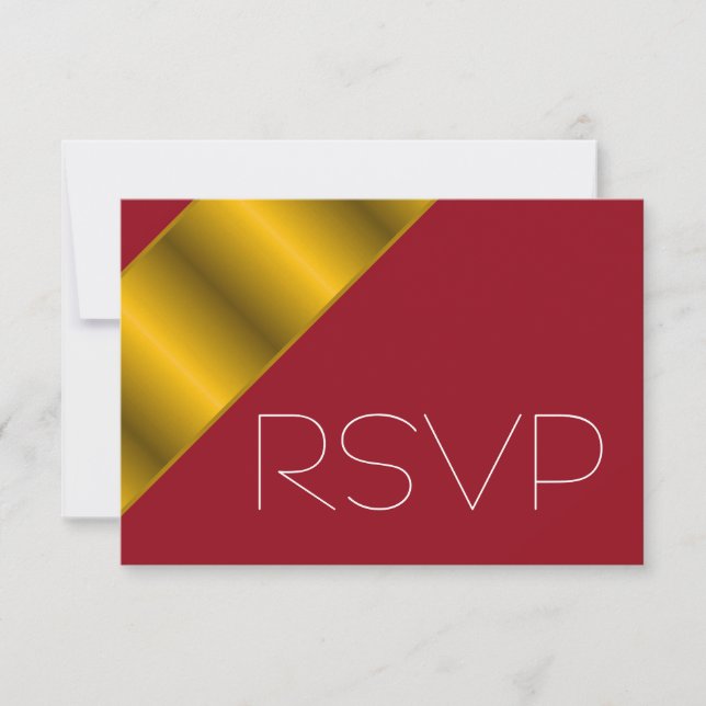 Invitation Bande métallique rouge et or RSVP (Devant)
