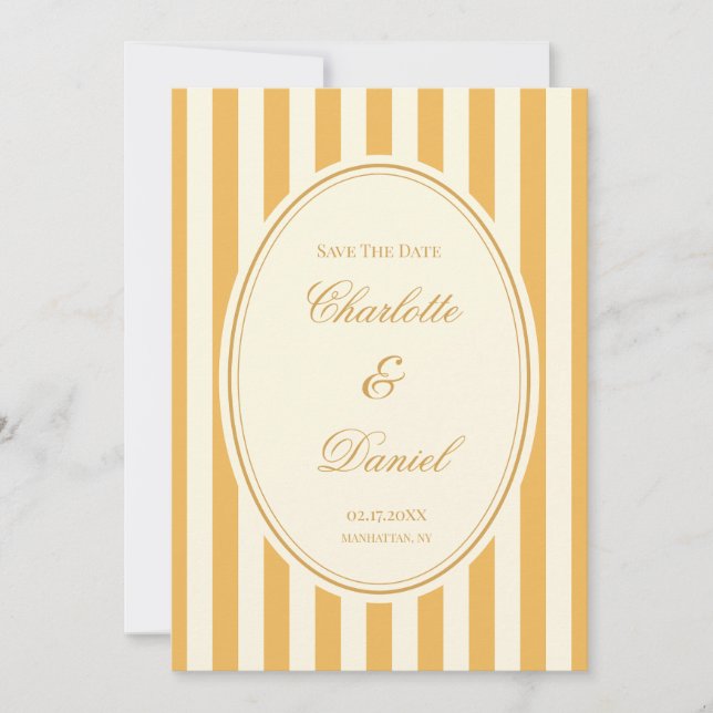 Invitation Bande Personnalisée Save the Date Jaune Moutarde (Devant)