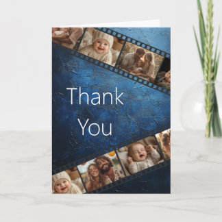 Invitation Bande photo de film bleu texturé