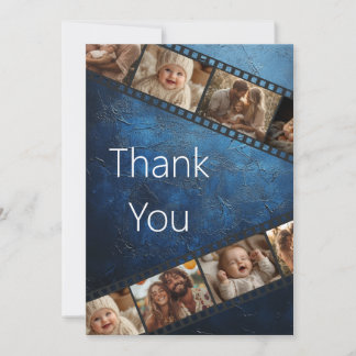 Invitation Bande photo de film bleu texturé