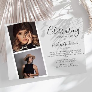 Invitation Bande photo double   Mémorial funéraire