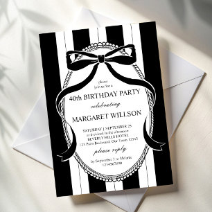 Invitation Bande rétro noir et blanc arc fête d'anniversaire