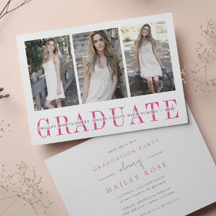 Invitation Bande simple Multi Photo Graduation Party