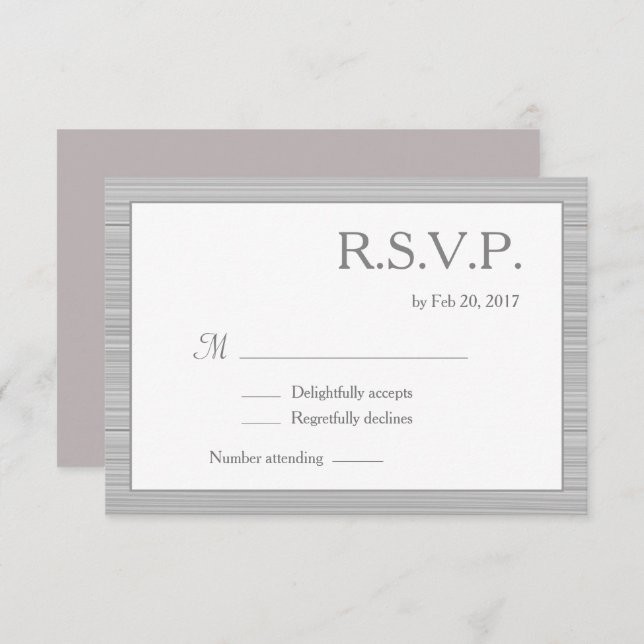 Invitation Bandes blanches minimalistes gris rose blush rsvp (Devant / Derrière)