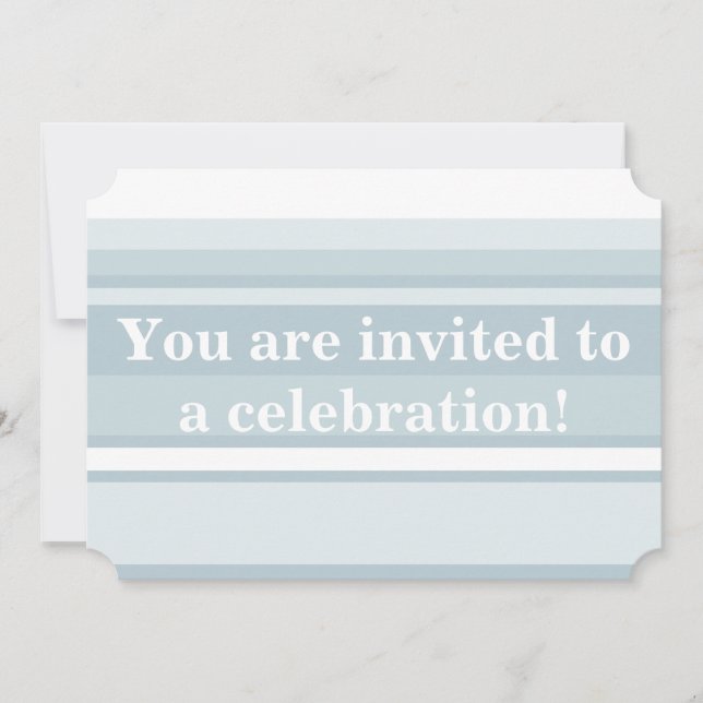 Invitation Bandes bleu glace monogramme (Devant)