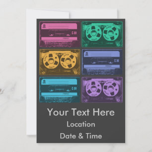 Invitation Bandes Cassette Colorées Rétro