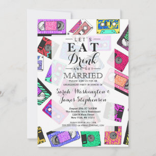 Invitation Bandes de cassettes à motifs néon des années 80