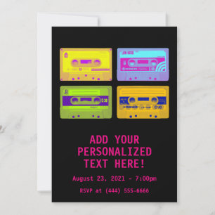 Invitation Bandes de cassettes Pop Art Retro 80s