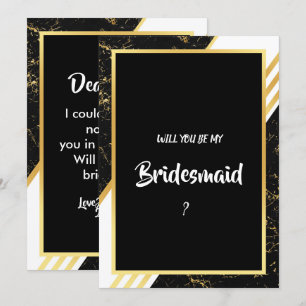 Invitation Bandes de marbre d'or typographie noir Bridesmaid