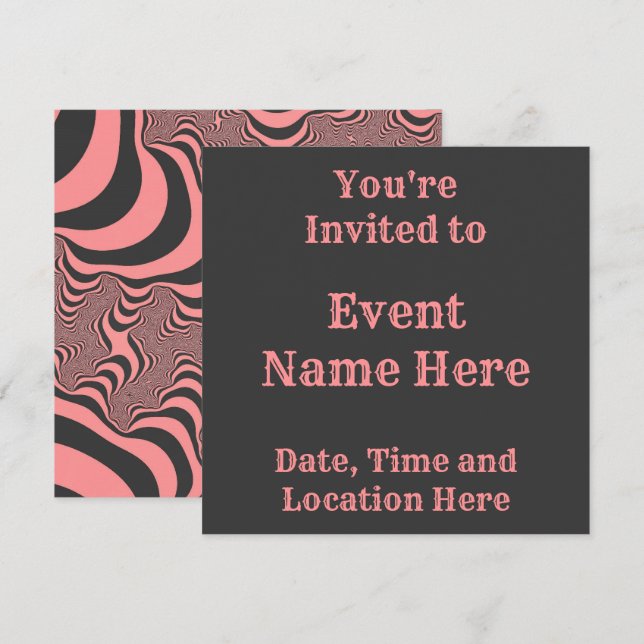 Invitation Bandes de zèbre rose pâle (Devant / Derrière)