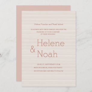 Invitation Bandes d'or minimaliste chic rose mariage moderne