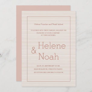 Invitation Bandes d'or minimaliste chic rose mariage moderne
