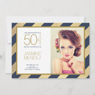 Invitation Bandes dorées 50 & Fabulux Anniversaire Photo