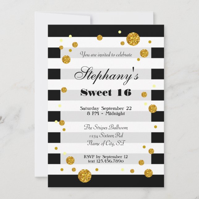 Invitation Bandes et Parties scintillant Sweet sixteen Invita (Devant)