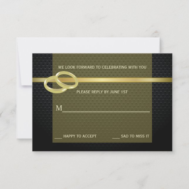 Invitation Bandes Gold Reply Card (Devant)